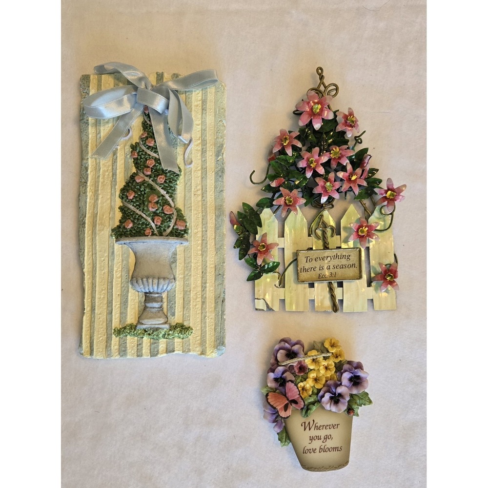 Vintage Bundle Cottagecore 3D Wall Hangings Including Hallmark & Enesco Lot Of 3